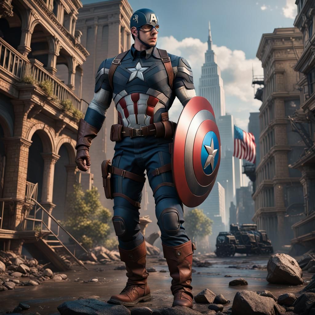Captain America Detailed Matte Painting