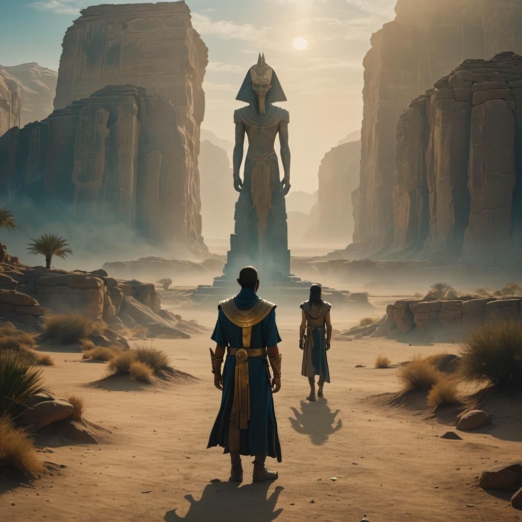 Thoth and Aura in Mystical Landscape