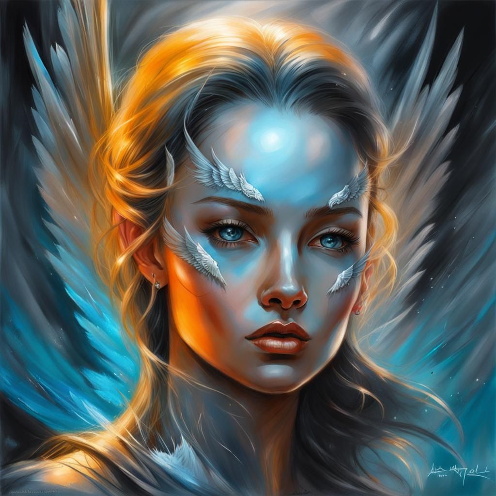 Silver Angel: Elegant Cinematic Fantasy Art