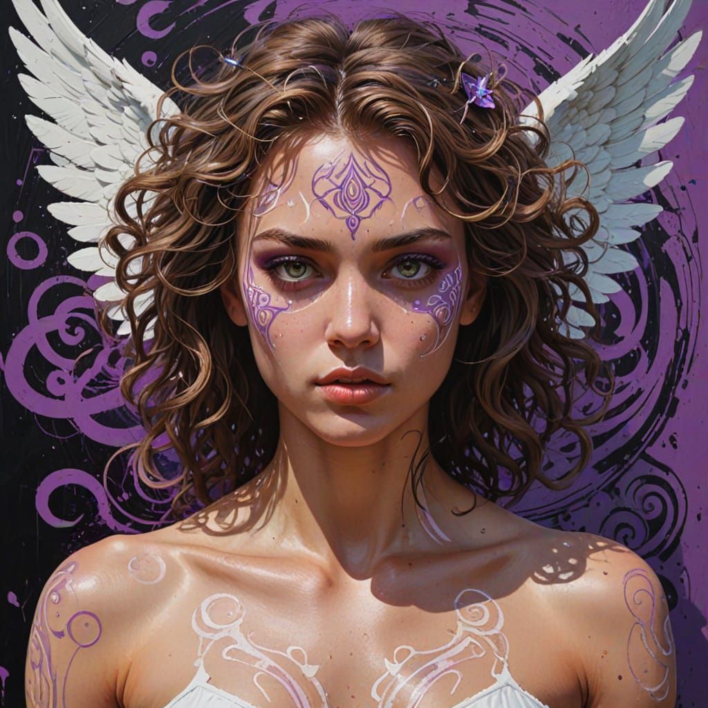 Majestic Angel and Hunter Graffiti Art