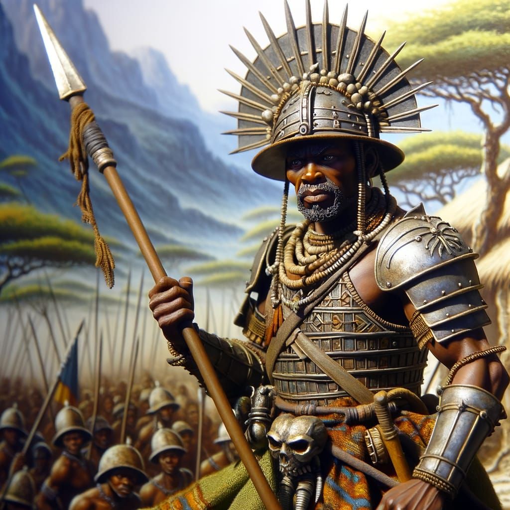 Medieval Bantu Pikeman Ready for Battle