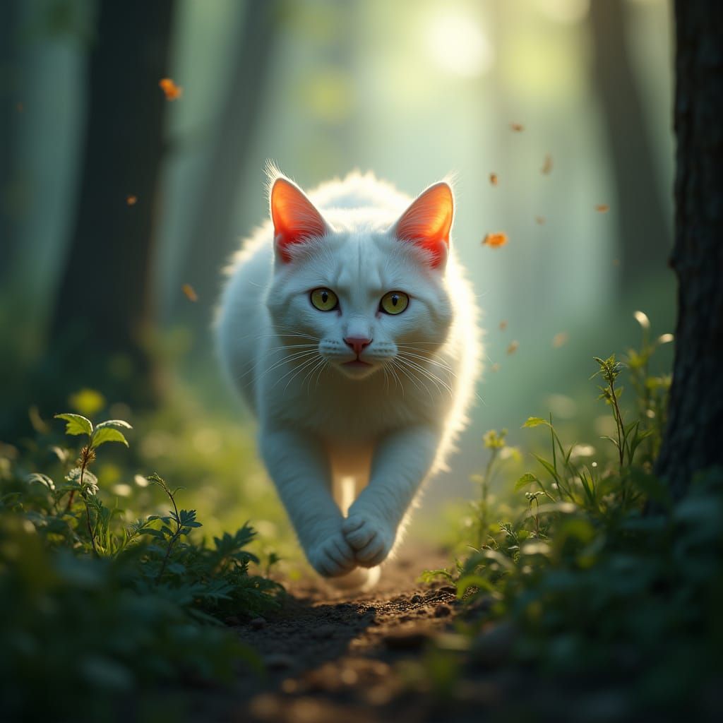 Surreal Feral Cat Unleashed in Hyper-Detailed Landscape Art