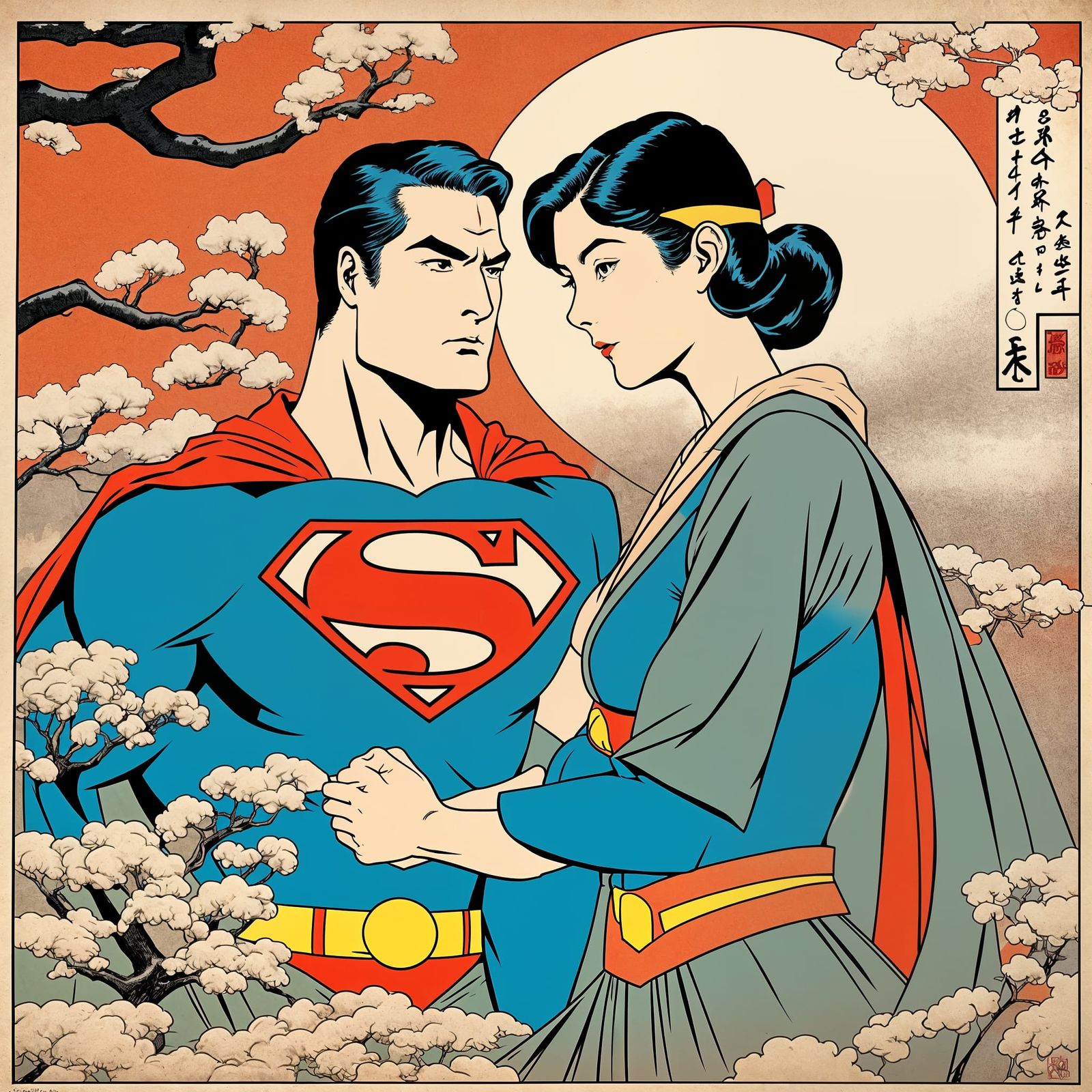Superman and Lois Lane in Ancient Japanese Style
