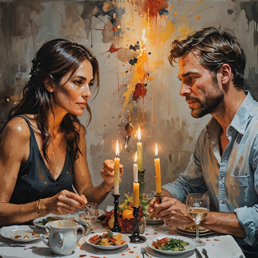 Romantic Dinner: An Action Painting of Love