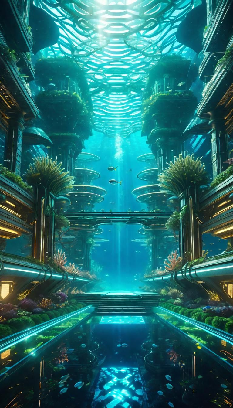High-Tech Underwater City in 8k Render