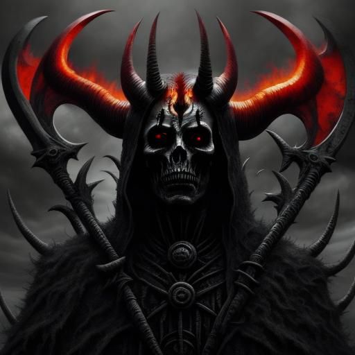 Devil with Scythe in Dark Surrealist Style