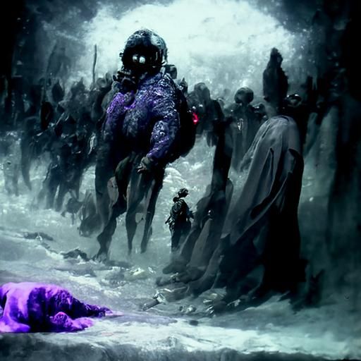 Apocalyptic Purple Horror Scene