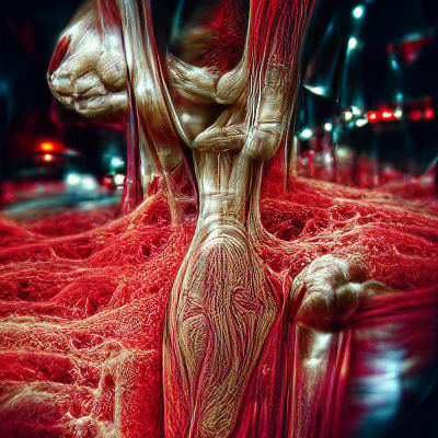 Maximalist Blood Vessels and Muscle in Biomechanical Style