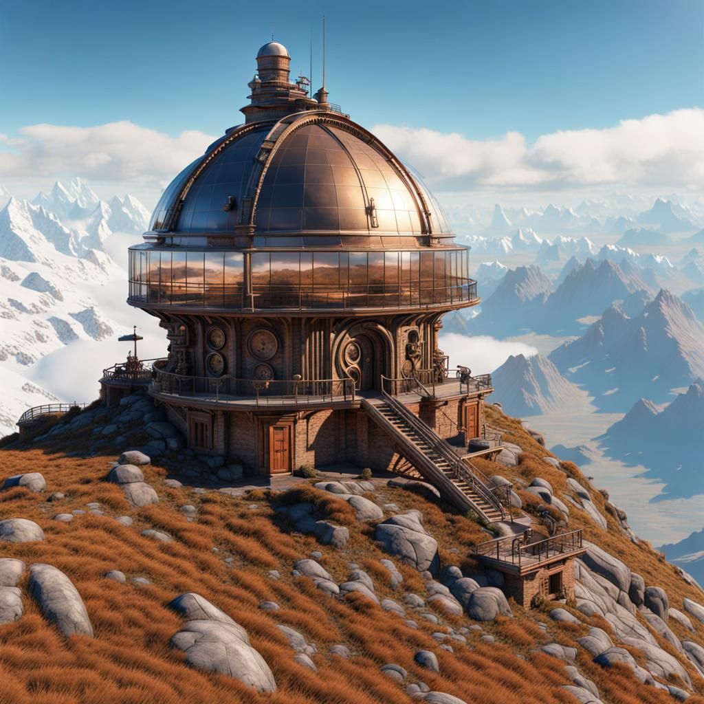 Steampunk Observatory in the Andes Mountains