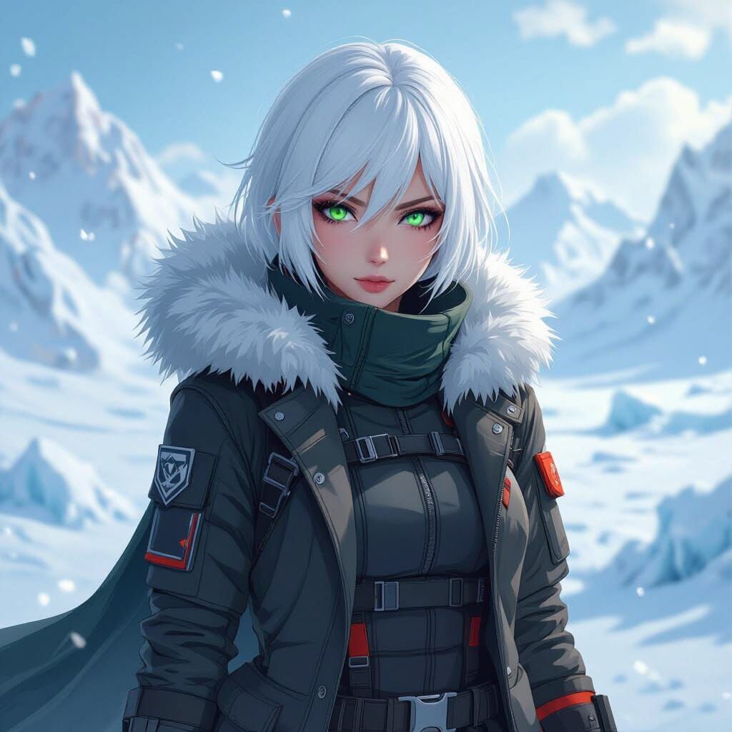 Anime Arctic Heroine with Heterochromia Eyes