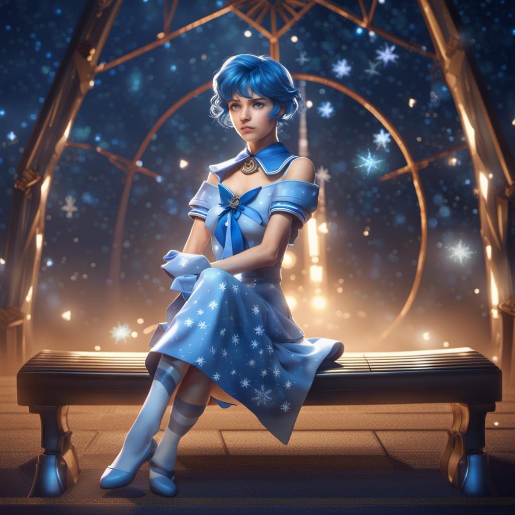 Sailor Mercury in Starry Dress, Digital Painting