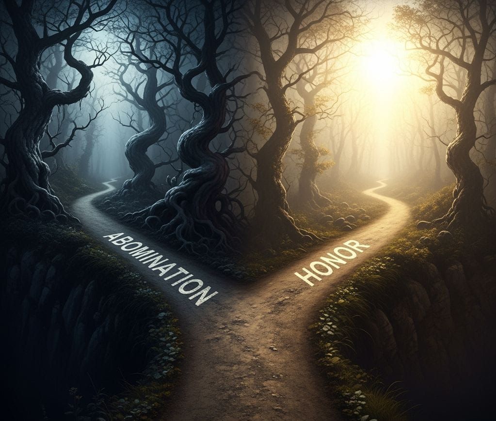 Two Roads Diverge: Choice Between Honor and Abomination