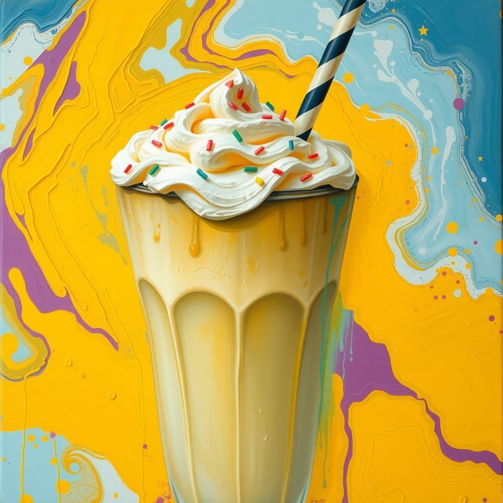 Abstract Banana Milkshake in Rothko-Mitchell-Carrington Styl...