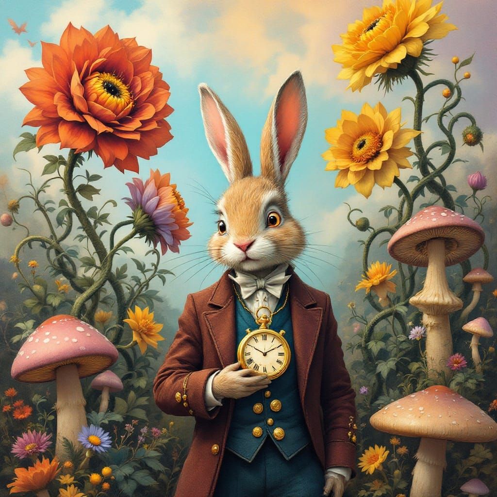 Fantastical Blooming Scene in Whimsical Art Style