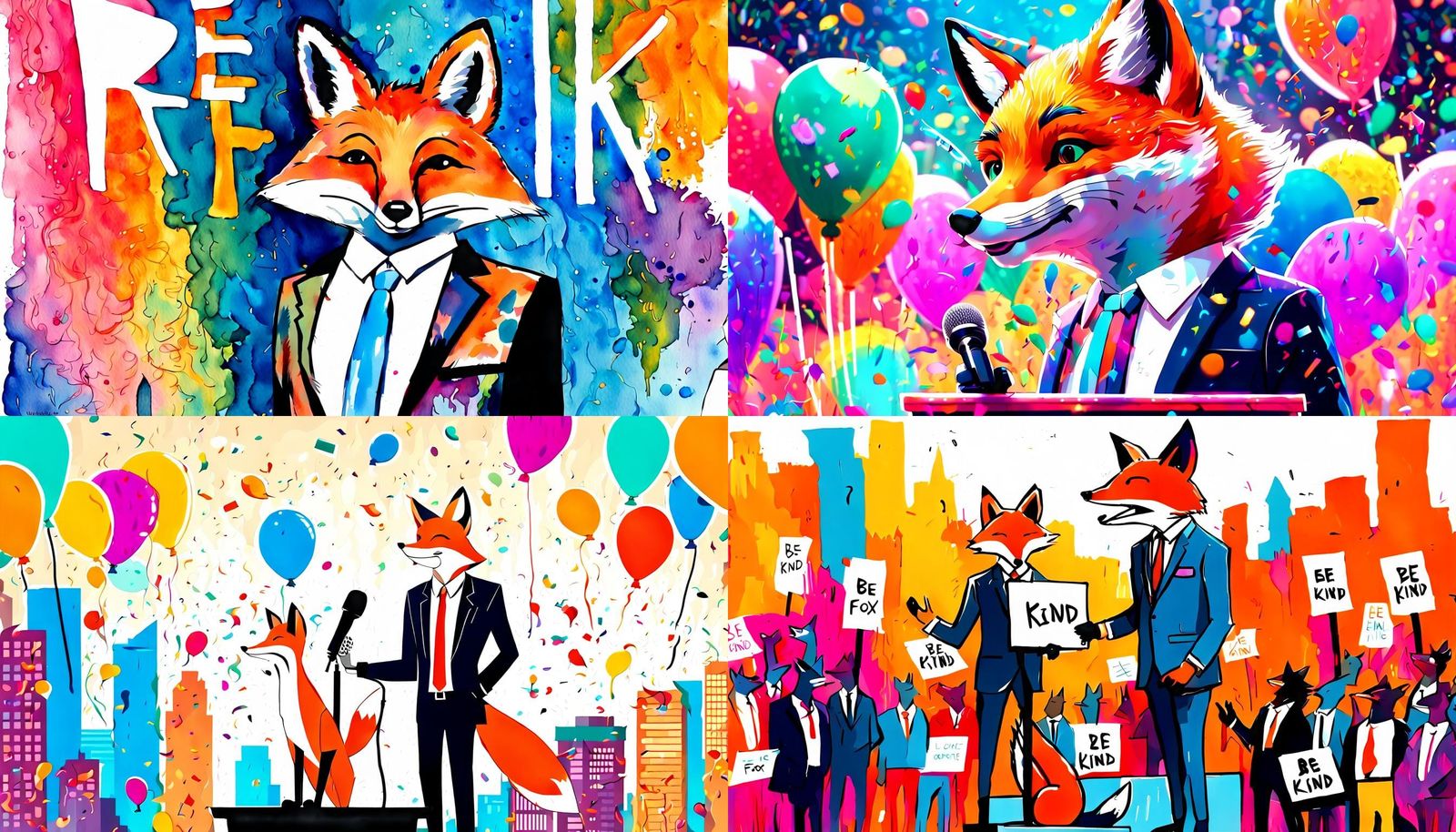 Fox in Suit Advocates Kindness and Mental Health