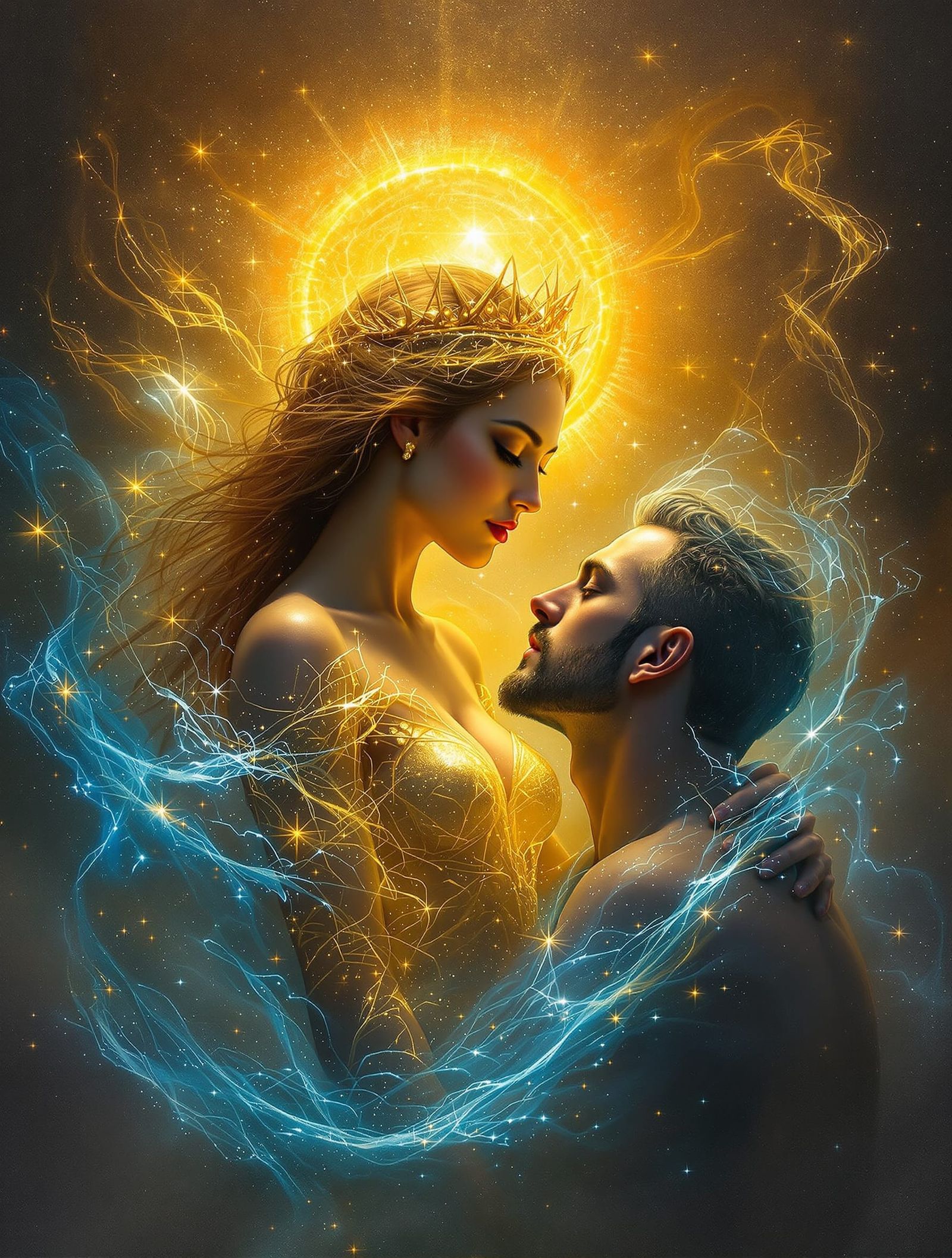 Mythological Oil Painting of Goddess and Jinn King