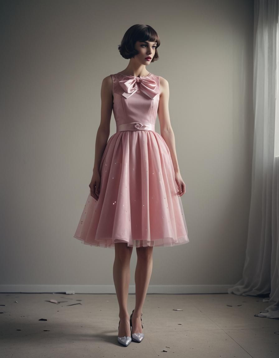 Young Man Crossdressing: Cinematic Film Still