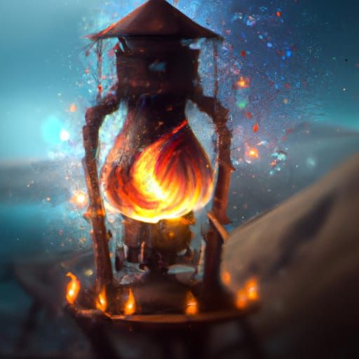 Bonfire Illuminates a Large Lamp: Digital Matte Painting