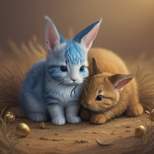 Hyperrealistic Artwork of Adorable Baby Animals in Playful H...