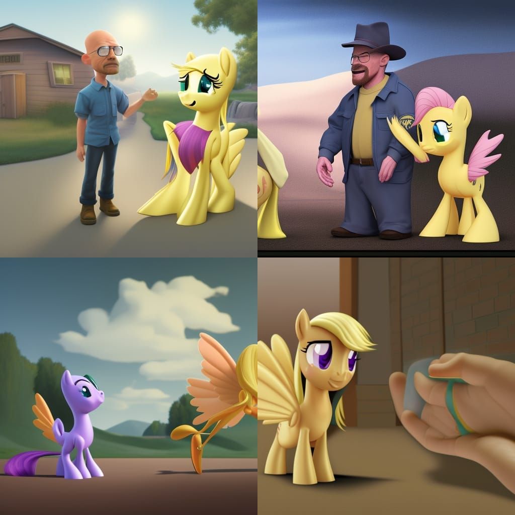 Fluttershy Meets Walter White: Pixar-Style 3D Art