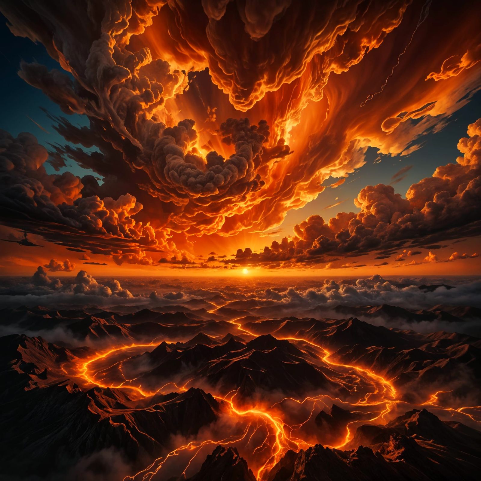 Majestic Sunset: Fiery Skies in 3D Digital Art