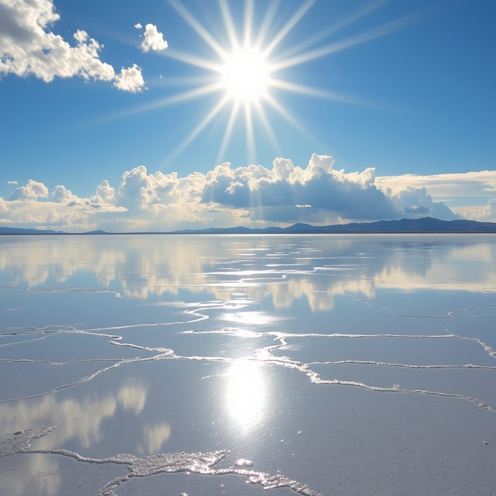Bolivian Salt Flats Reflecting Heaven in Soft Focus