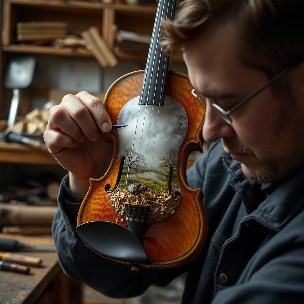 Luthier Crafts Miniature World Inside Violin