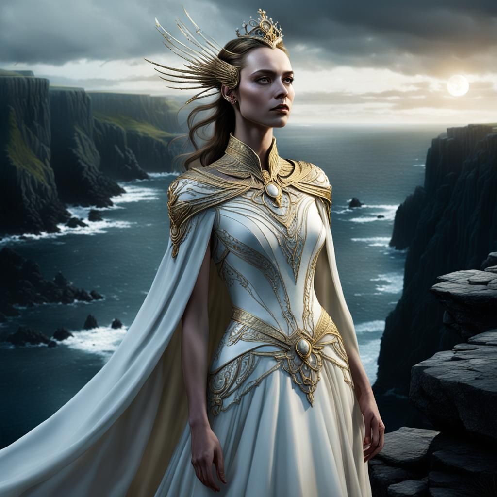 Irish Cliffs Queen in Dark Fantasy Style