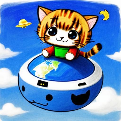 Chibi Cat's UFO Adventure: A Child's Illustration