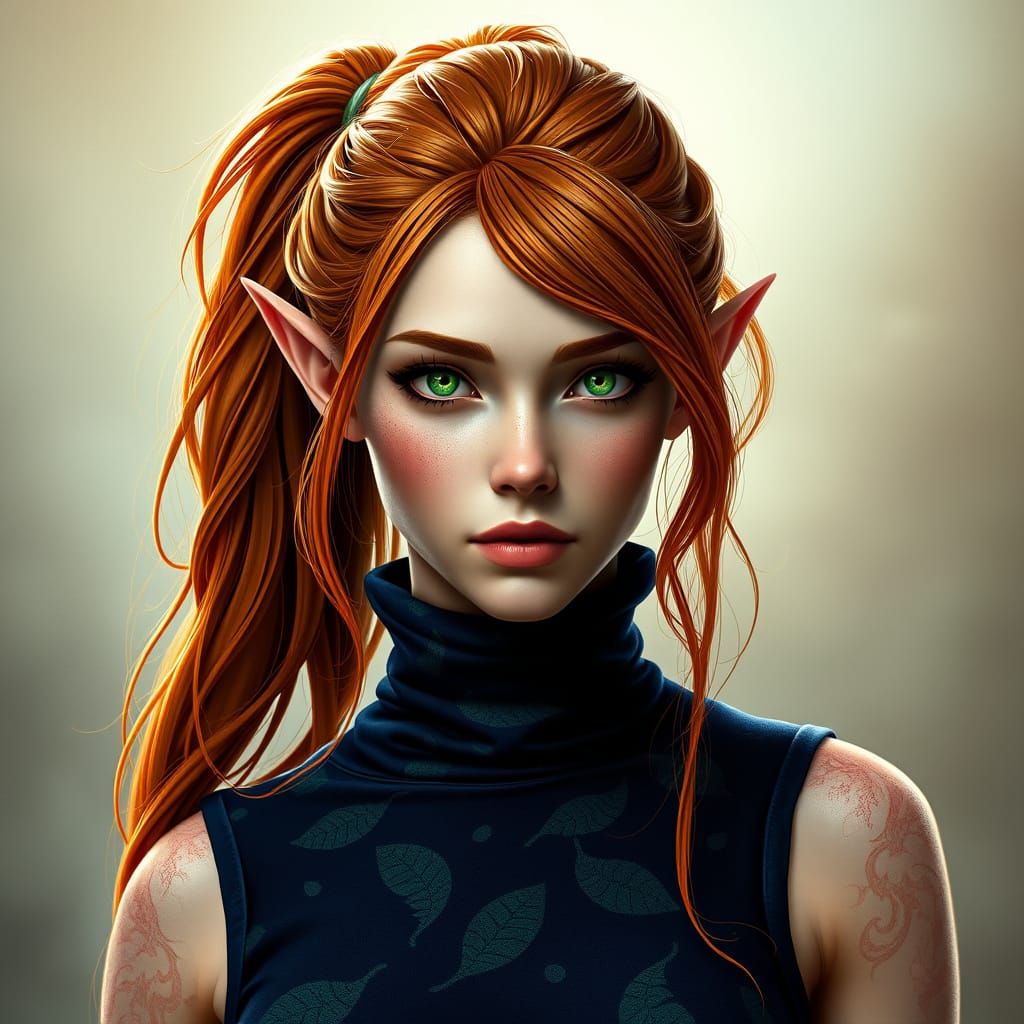 Enigmatic Elf Druid in Ethereal Landscape