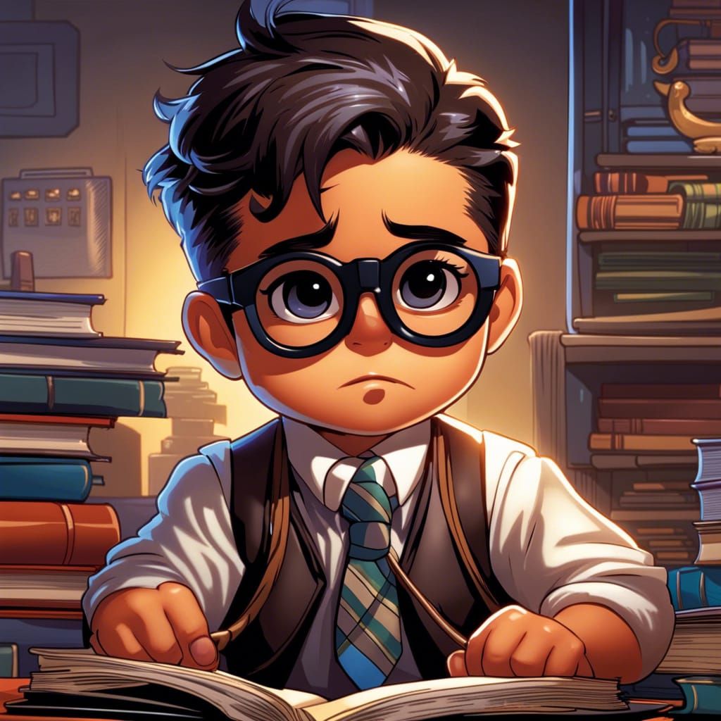 Adorable Chibi Student Ready for School, Comic Book Art