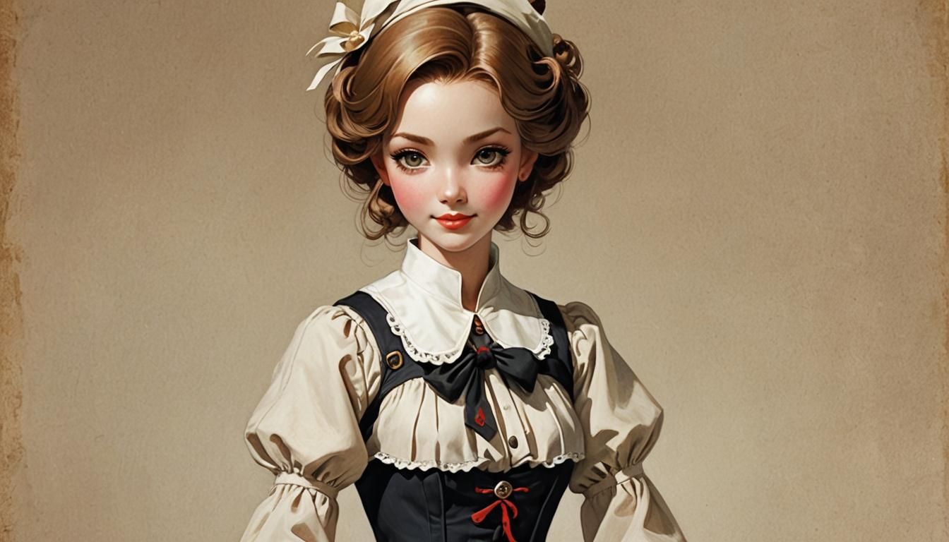 Anime Woman Doll in Intricate Glass Dress