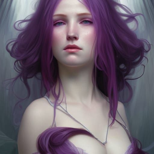 Striking Portrait of Woman with Purple Hair