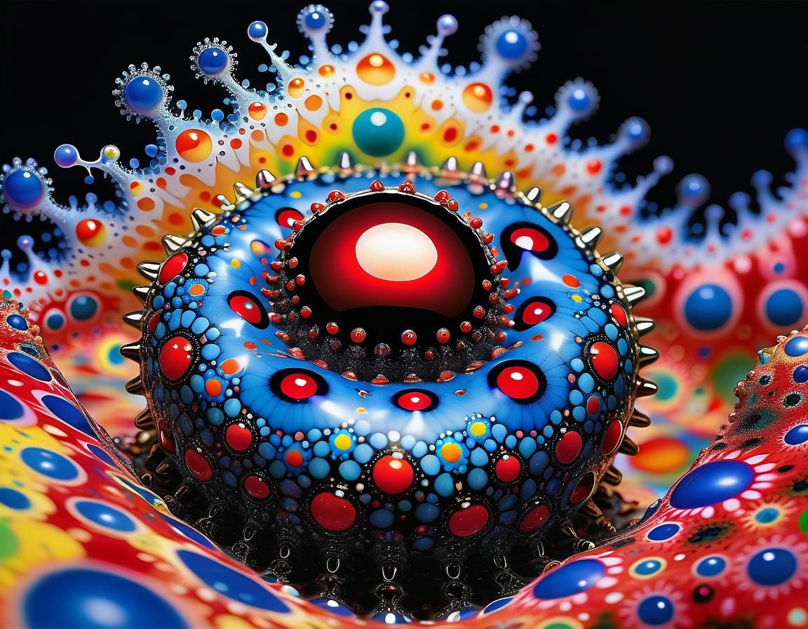 Fractal Face with Filigree Details in Rainbow Colors