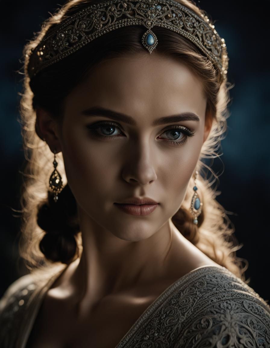 Moonlit Portrait of a Beautiful Young Woman