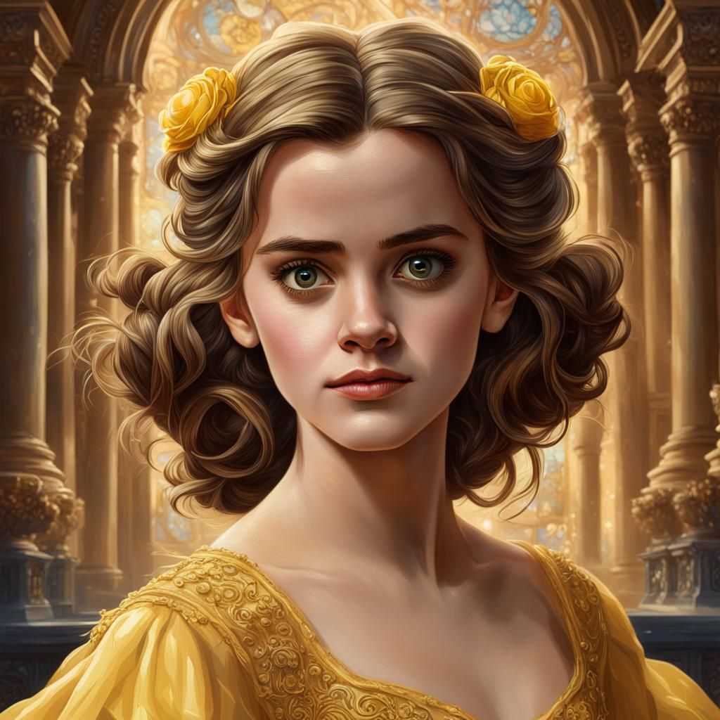 Hyperrealistic Portrait of Woman in Yellow Dress