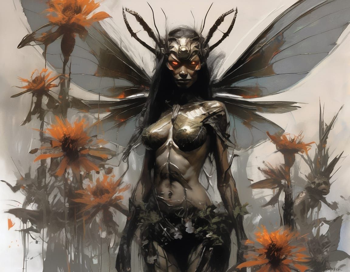 Winged Insectoid Portrait in an Epic Fantasy Style