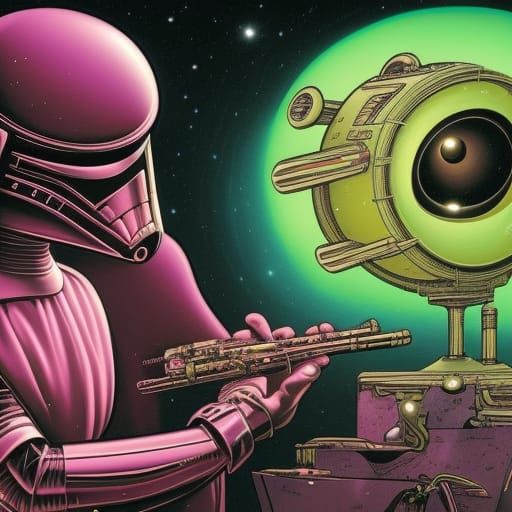 Alien Trumpeter in Comic Book Art Style