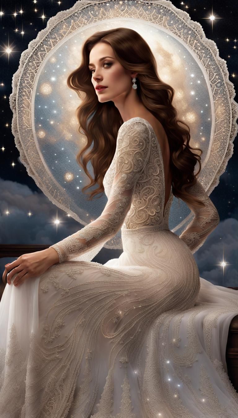 Celestial Queen on Star Throne in Cinematic Style