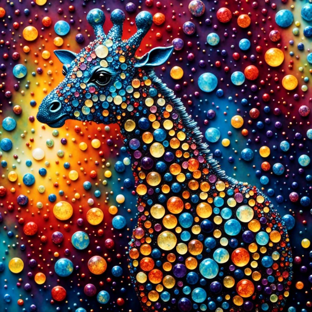 Magical Giraffe in Dark Fantasy Alcohol Ink Style