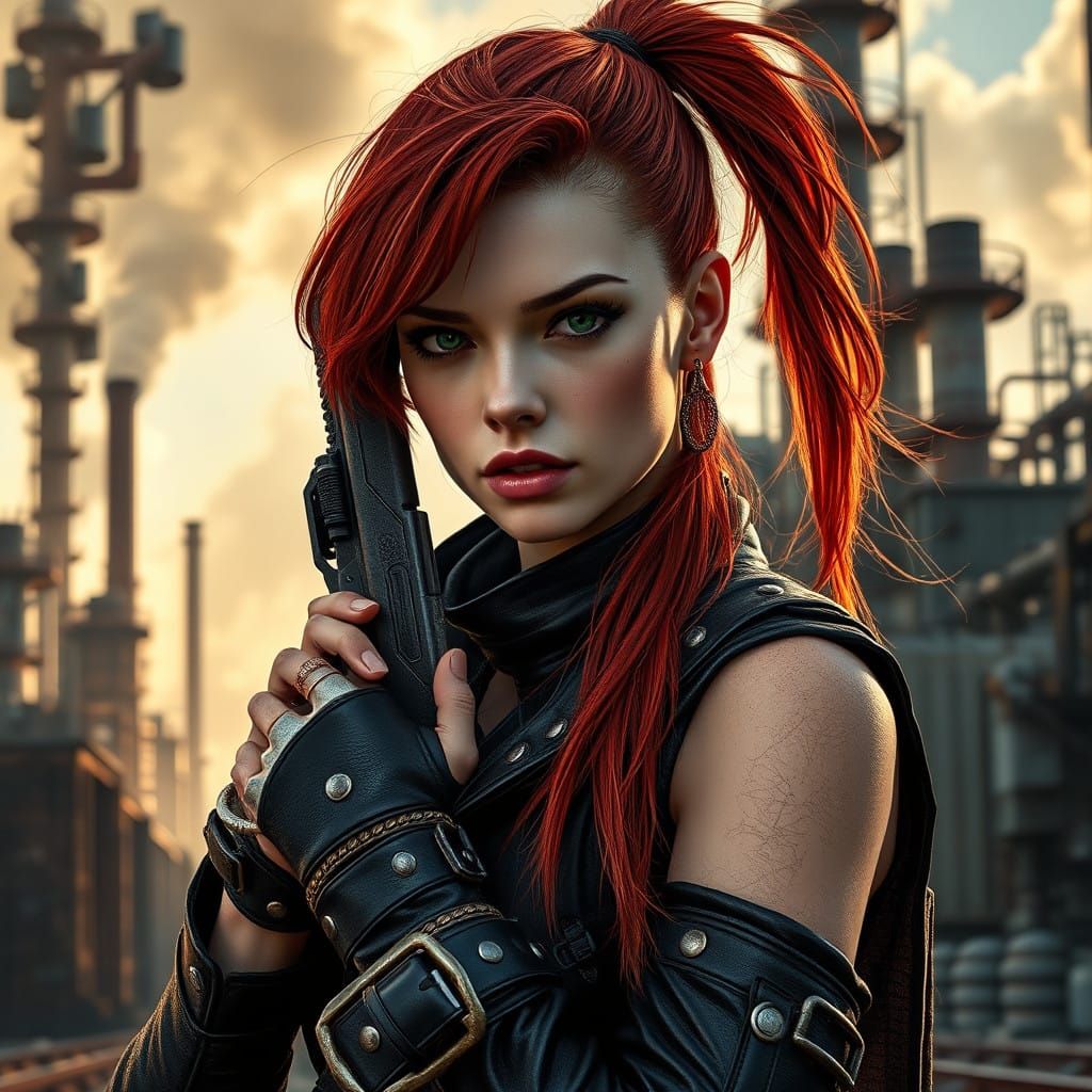 Gritty Futuristic Fashionista in Industrial Wasteland