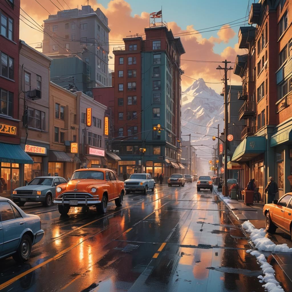 Hyperrealistic Palm Street in Alaska Concept Art