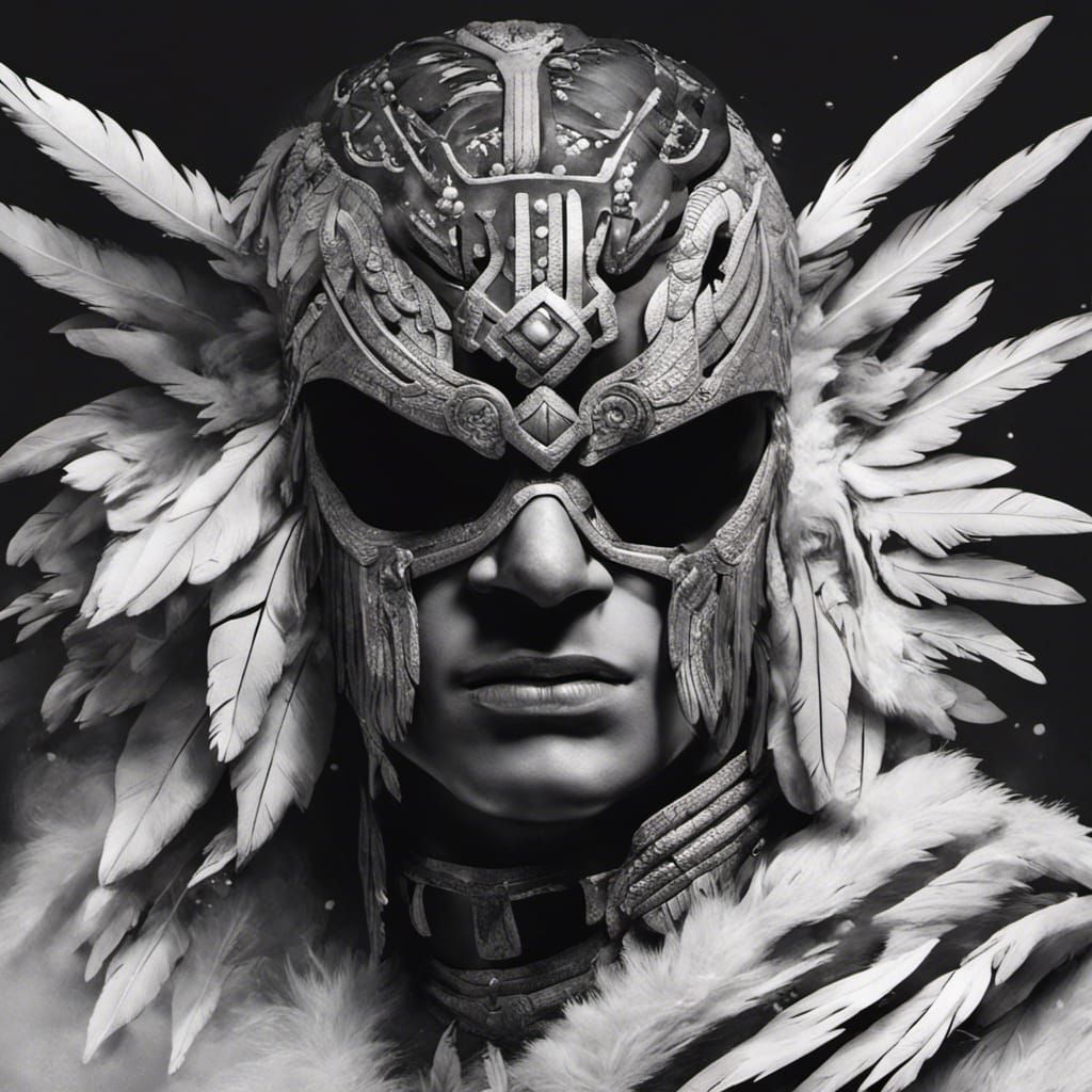 Aztec Eagle Warrior Mask with Diamonds