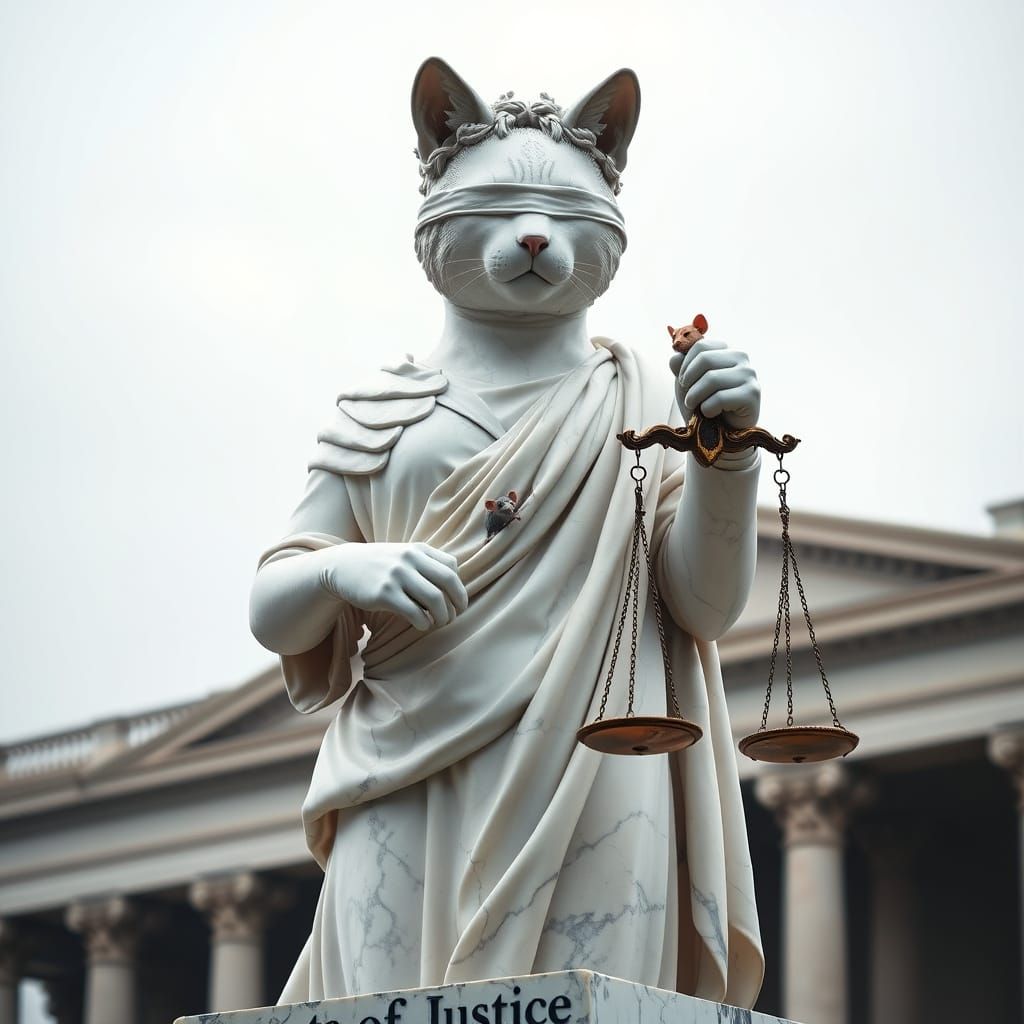 Feline Lady Justice Statue in Roman Style
