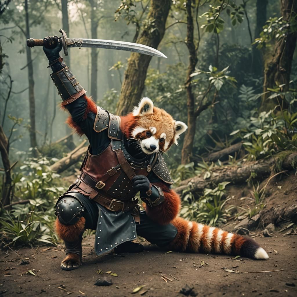 Red Panda Ranger in Medieval Fantasy World