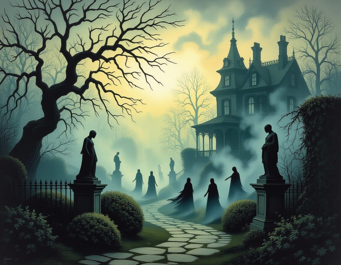 Creepy Victorian Garden in Tim Burton Style