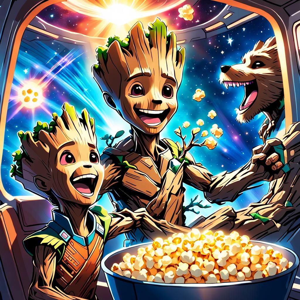 Groot and Rocket Watch a Movie: Anime Key Visual