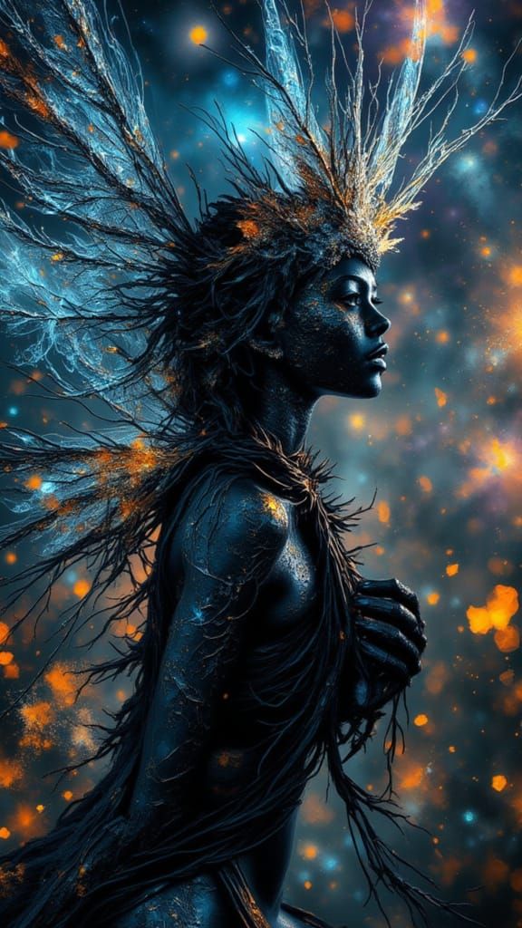 Fairy Goddess of Nebulae in Translucent Wings