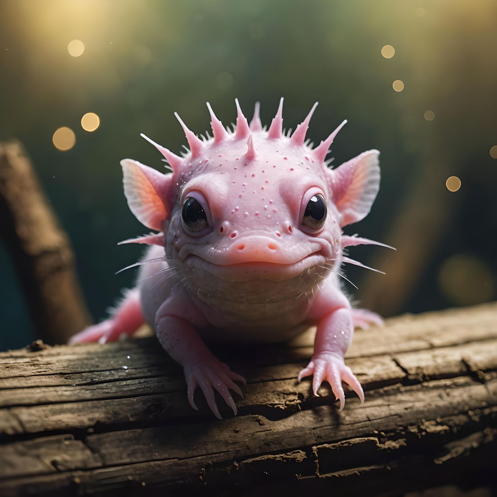Adorable Pink Axolotl in Dreamy Underwater Macro Photo