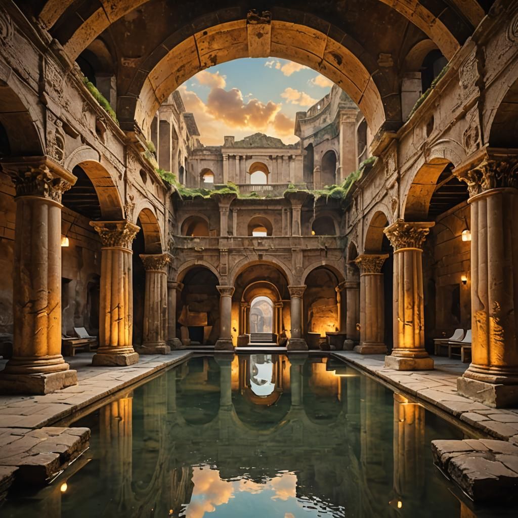 Roman Bathhouse Opens to Tranquil Cloud City